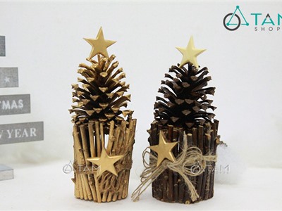 Chậu cành củi khô trái thông dầu trang trí số 31